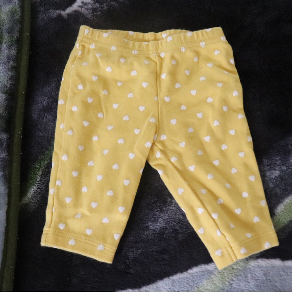 0-3M Girls Baby Pants Yellow with Hearts